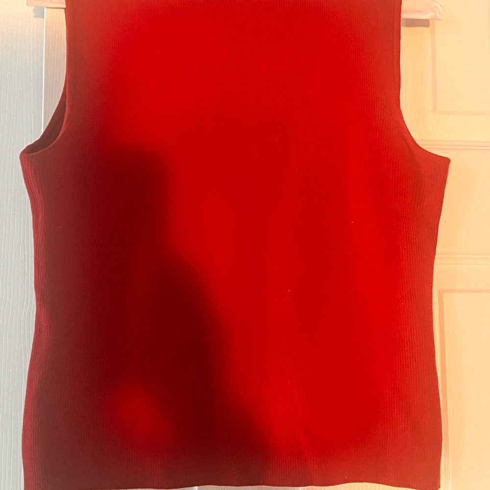 Ann Taylor two-ply red cashmere boat neck cropped cami/vest/sweater